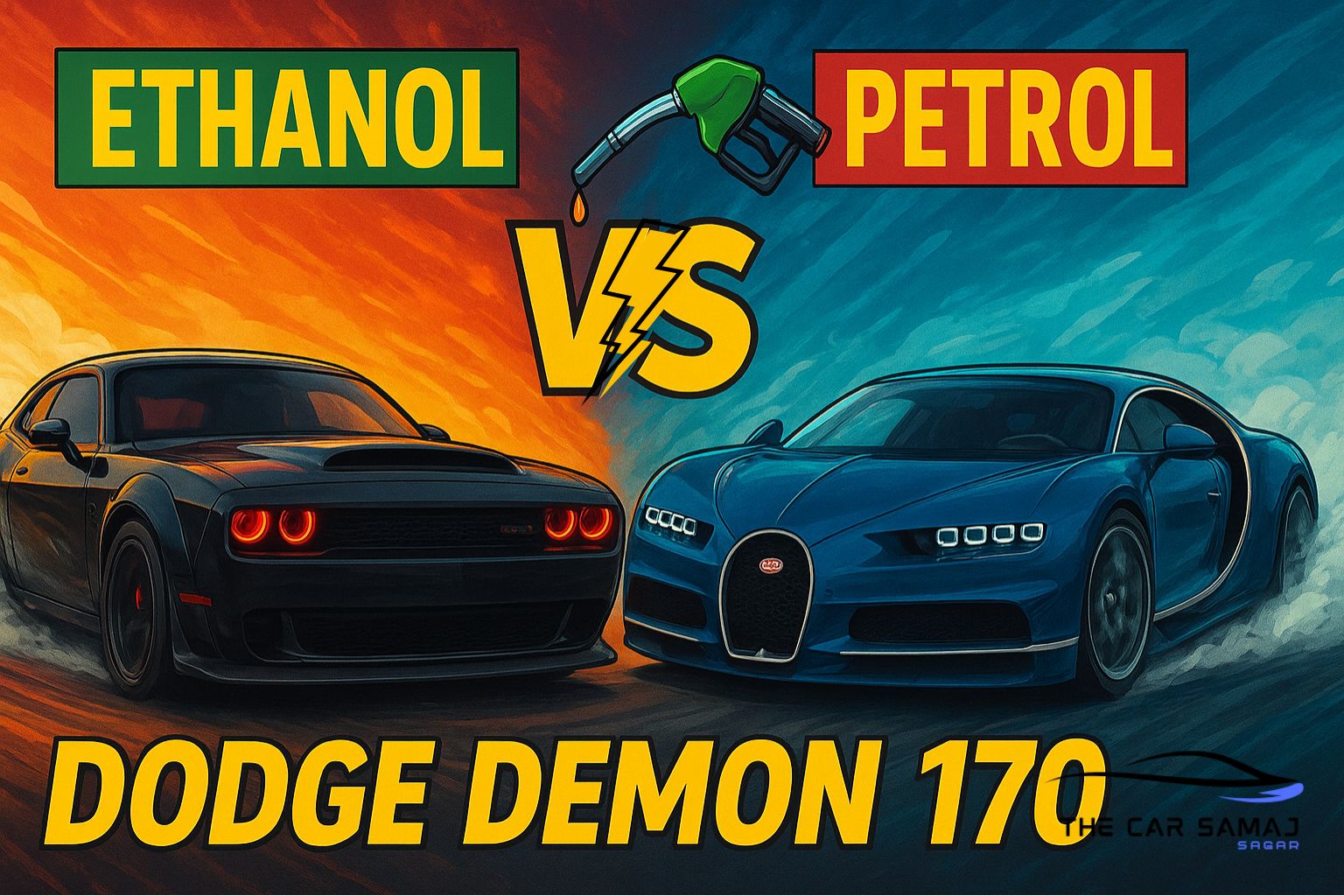 Dodge Demon 170 vs bugatti ethanol vs petrol